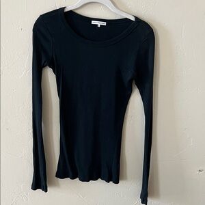 James Perse Women's Black Long Sleeve Fitted Top
